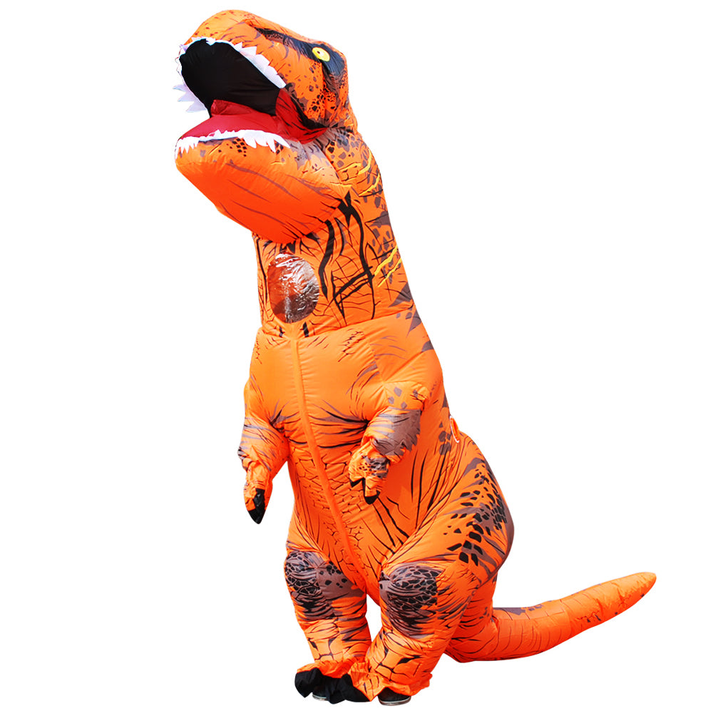 pripučiamas dinozauro kostiumas oranžinė spalva