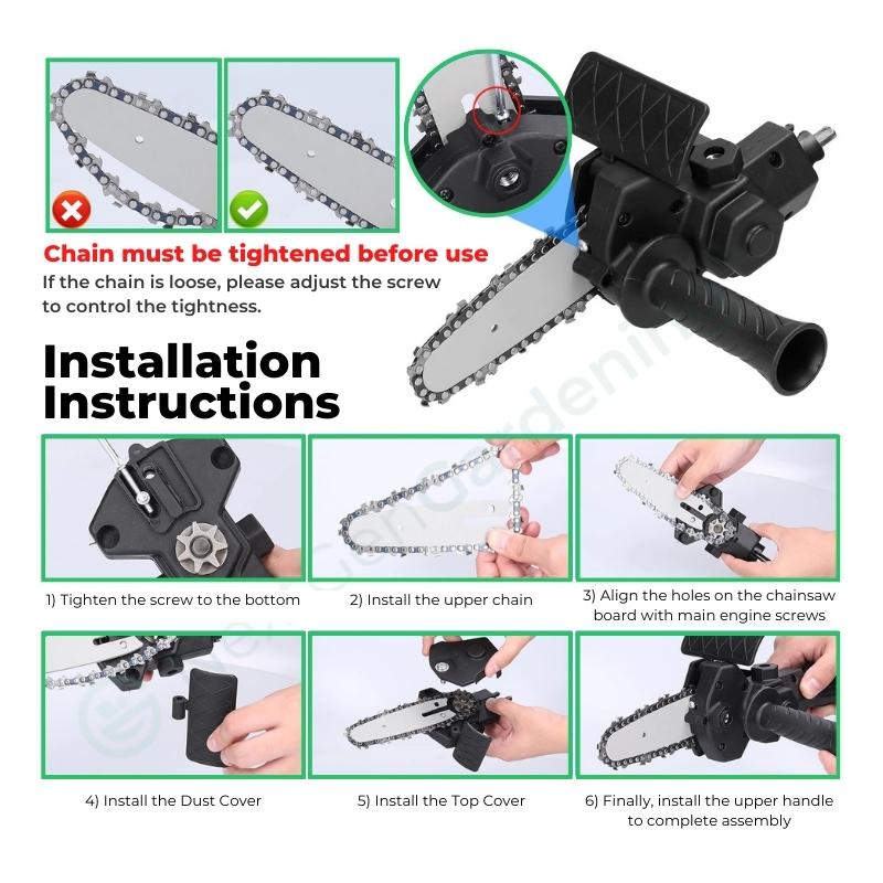 DrillSaw® | Universalus grandininio pjūklo adapteris