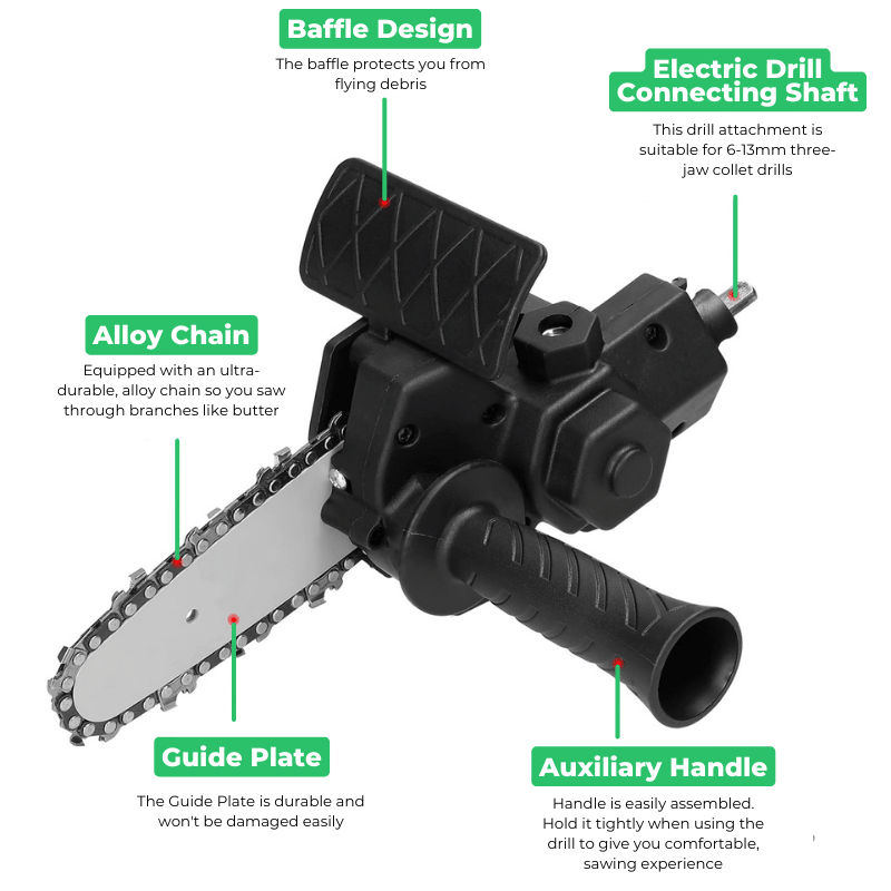 DrillSaw® | Universalus grandininio pjūklo adapteris