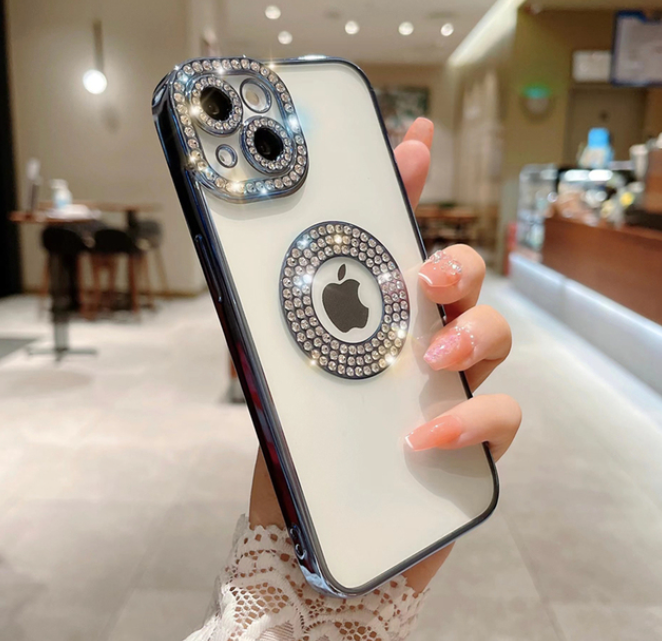 Minkštas Iphone dėklas su deimantukų imitacija